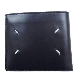 エムエムシックス(MM6)のMAISON MARGIELA メゾンマルジェラ 二つ折り財布 S35UI0435 P2714 BI-FOLD WALLET スムースレザー 二つ折り 財布 ブラック系【美品】【中古】(長財布)