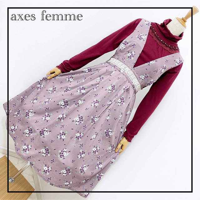 axes femme(アクシーズファム)の«axes femme» バラ柄 JSK ジャンスカ クラシカル フィント 春服 レディースのレディース その他(セット/コーデ)の商品写真