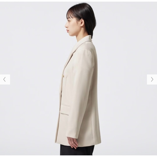 【人気】GU ジーユー ダブルブレストブレザー XXL ナチュラル 2