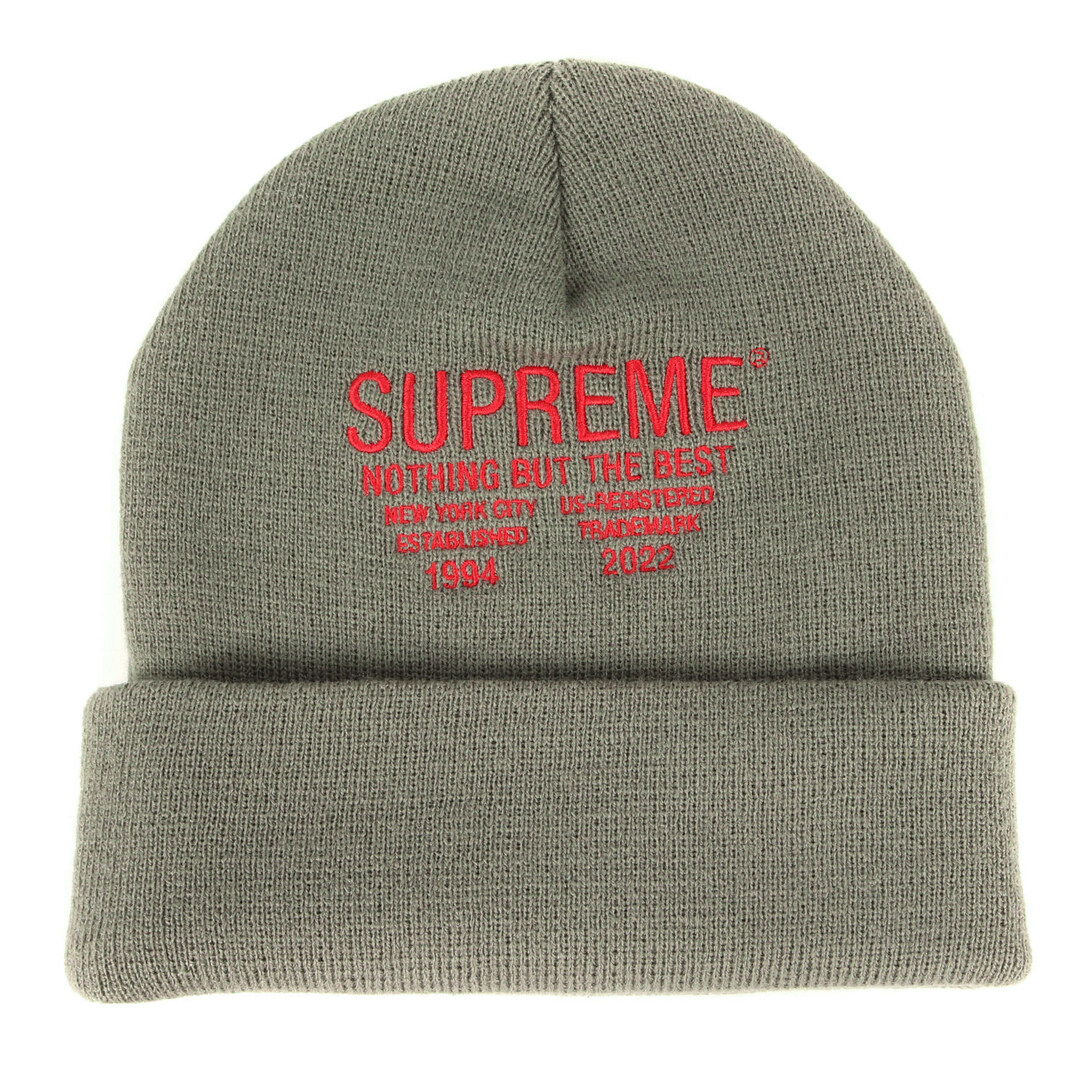 Supreme シュプリーム ロゴ 刺繍 ビーニー ニットキャップ Nothing But Beanie 22AW グレー 帽子 ストリート ブランド カジュアル シンプル【メンズ】【美品】