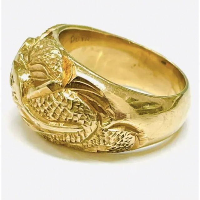 K18 18金 龍 彫金 ダイヤモンドリング 指輪 18.5号 30.1g メンズのアクセサリー(リング(指輪))の商品写真