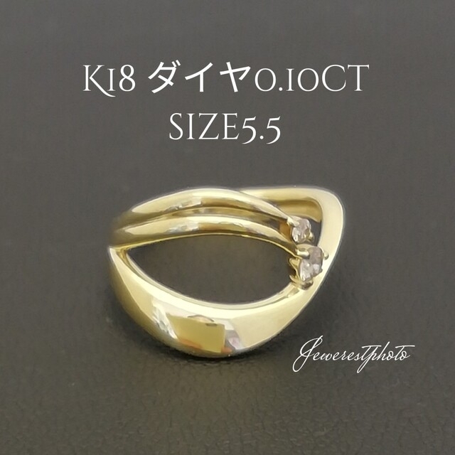 K18✨ダイヤ0.10ct✨デザインピンキーリング❣️付け方で印象が変わります