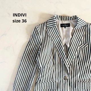 インディヴィ(INDIVI)の【美品】サイズ36 INDIVI インディヴィ ストライプ ジャケット(テーラードジャケット)