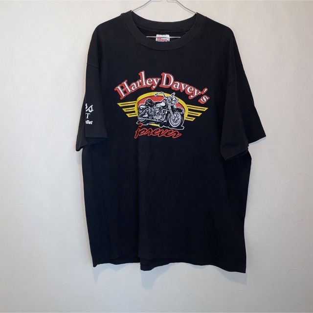 ハーレーダビッドソン 黒 XL 80s USA製ヴィンテージTシャツ ヘインズ 1