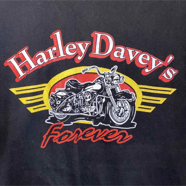 Harley Davidson(ハーレーダビッドソン)のハーレーダビッドソン 黒 XL 80s USA製ヴィンテージTシャツ ヘインズ メンズのトップス(Tシャツ/カットソー(半袖/袖なし))の商品写真