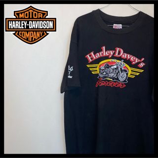 ハーレーダビッドソン(Harley Davidson)のハーレーダビッドソン 黒 XL 80s USA製ヴィンテージTシャツ ヘインズ(Tシャツ/カットソー(半袖/袖なし))