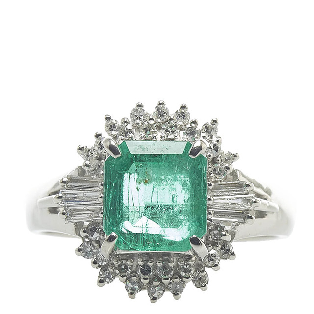 とっておきし福袋 Pt900 プラチナ リング 指輪 エメラルド 1.90ct