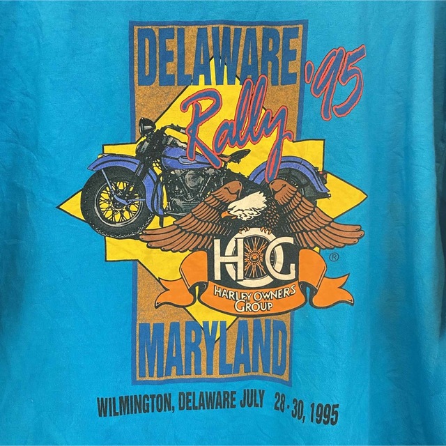 ハーレーダビッドソン ブルー系 XL 90s USA製ヴィンテージTシャツ