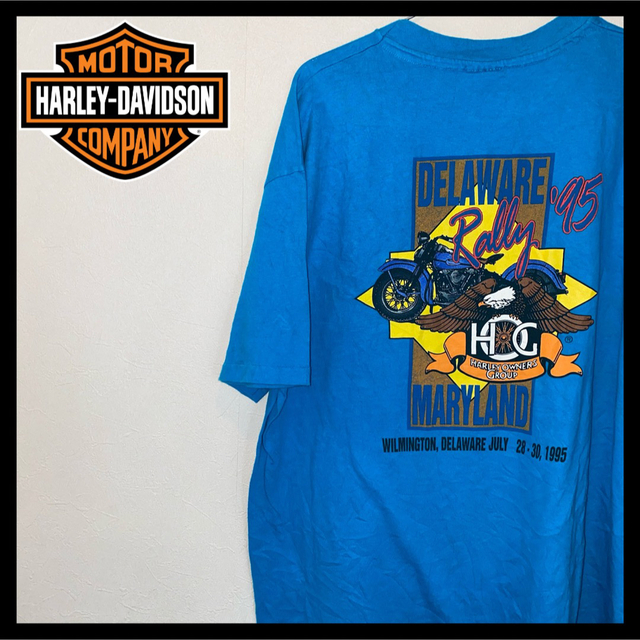 Harley Davidson(ハーレーダビッドソン)のハーレーダビッドソン ブルー XL 90s USA製ヴィンテージTシャツ メンズのトップス(Tシャツ/カットソー(半袖/袖なし))の商品写真