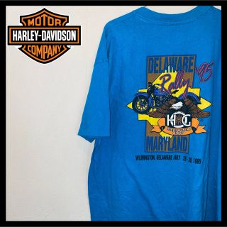 ハーレーダビッドソン(Harley Davidson)のハーレーダビッドソン ブルー XL 90s USA製ヴィンテージTシャツ(Tシャツ/カットソー(半袖/袖なし))