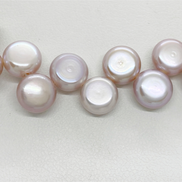 良品/ピンクパール ネックレス/ボタン形/freshwater pearls