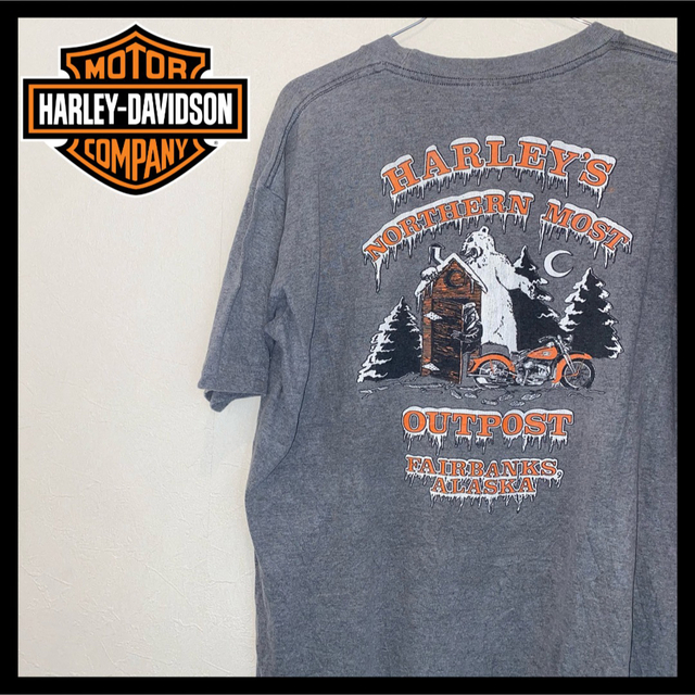 Harley Davidson(ハーレーダビッドソン)のハーレーダビッドソン グレー L 90s USA製ヴィンテージTシャツ メンズのトップス(Tシャツ/カットソー(半袖/袖なし))の商品写真