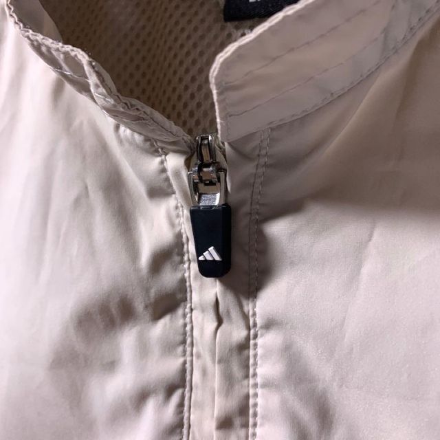 00s adidas ハーフジップ ナイロンベスト 刺繍ロゴ ベージュ ネイビー