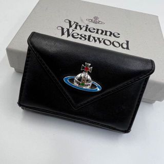 ヴィヴィアンウエストウッド(Vivienne Westwood)の【極美品】ヴィヴィアンウエストウッド エマ ブルーオーブ 三つ折り財布 ブラック(財布)