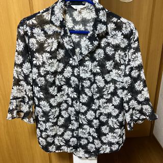 マウジー(moussy)のmoussy マウジー　シアー　花柄シャツ　ブラウス　ブラック　黒(シャツ/ブラウス(長袖/七分))