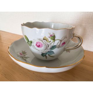 マイセン(MEISSEN)のマイセン　1級品　ホワイトローズ　カップソーサー(食器)