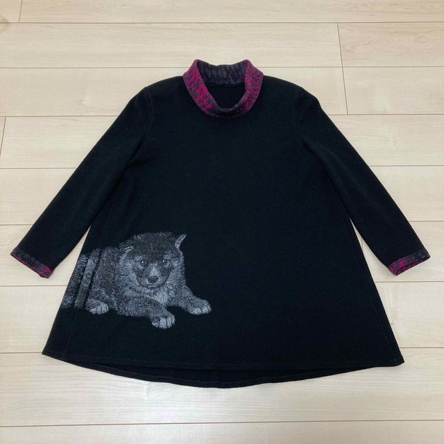 完売 生産終了 伊太利屋 チュニック タートルネック ニット シャツ 犬