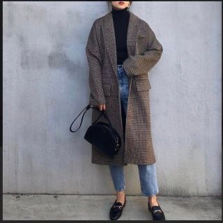 ザラ(ZARA)のzara チェック柄オーバーサイズ　コート　Mサイズ　ZARA ザラ(ロングコート)