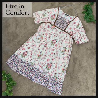 リブインコンフォート(Live in comforrt（FELISSIMO）)のLive in Comfort 花柄 エレガントワンピース 半袖 ヨーロッパ風(ロングワンピース/マキシワンピース)