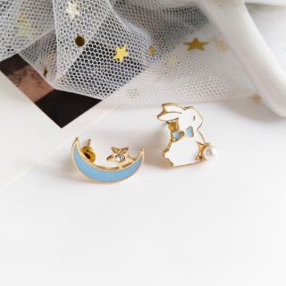 真珠 ピアス レディース 月 ウサギ シルバー s925 女性 アレルギー対応(ピアス)