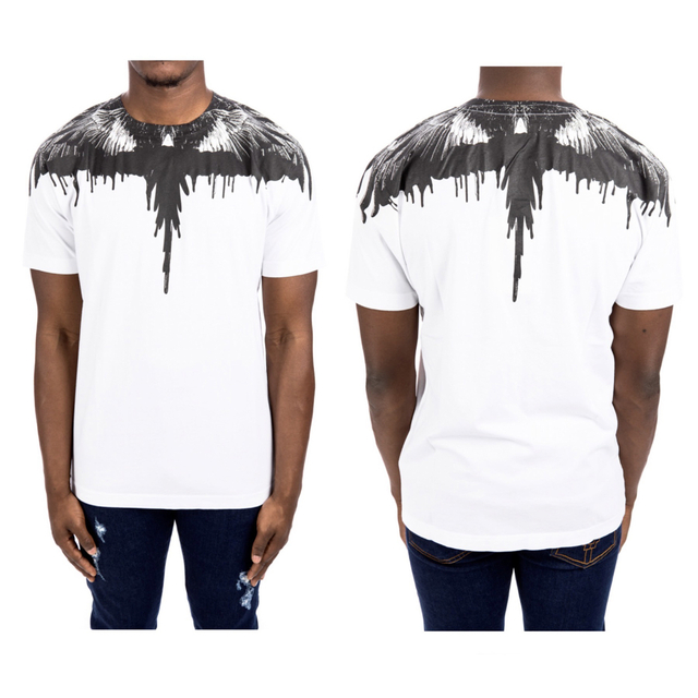 MARCELO BURLON マルセロバーロン WINGS T-SHIRT ウイングレインボープリント半袖tシャツ ホワイト