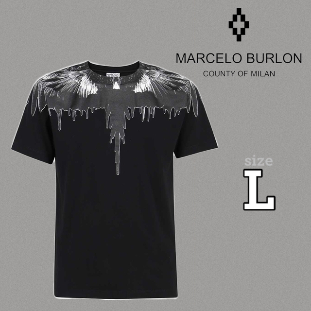 新品 定価3.3万円 MARCELO BURLON WINGS Tシャツ 黒L 日本製 10584円