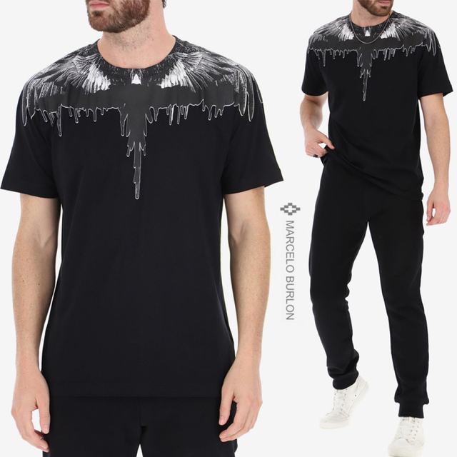 新品 定価3.3万円 MARCELO BURLON WINGS Tシャツ 黒L