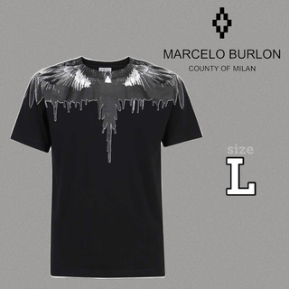 マルセロブロン(MARCELO BURLON)の新品 定価3.3万円 MARCELO BURLON WINGS Tシャツ 黒L(Tシャツ/カットソー(半袖/袖なし))