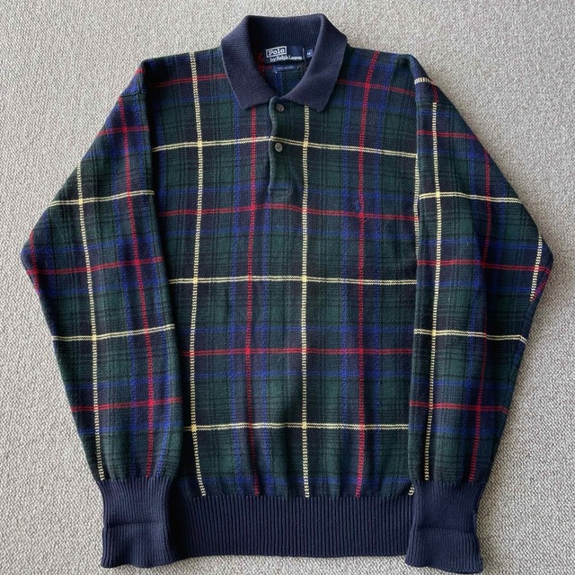 POLO RALPH LAUREN(ポロラルフローレン)のPolo Ralph Lauren ポロラルフローレン チェックニットポロシャツ メンズのトップス(ニット/セーター)の商品写真