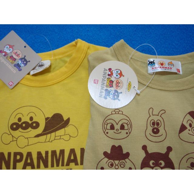 アンパンマン(アンパンマン)の新品　90cm　アンパンマン　男の子長袖Tシャツ2枚組　イエロー キッズ/ベビー/マタニティのキッズ服男の子用(90cm~)(Tシャツ/カットソー)の商品写真