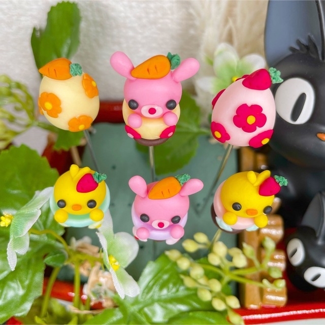 ガーデンピック　ハンドメイド　イースターピック　ウサギ　ヒヨコ　タマゴ　多肉植物