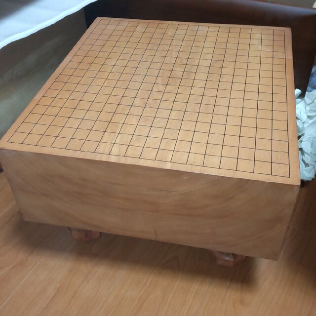 日本産本榧脚付き碁盤5.3寸 木裏 カバー付き - 3
