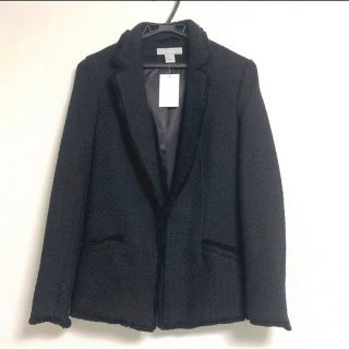 エイチアンドエム(H&M)の※最終値下げ!!新品　H&M フリンジ　ジャケット　アウター　黒　冠婚葬祭(テーラードジャケット)