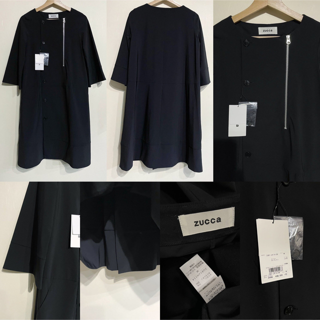 ZUCCa - ズッカ ZUCCA ブラックノーカラーコート 羽織 ワンピース