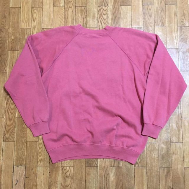 80s USA製 Hanes ラグラン スウェット ピンク アヒル Lサイズ 8