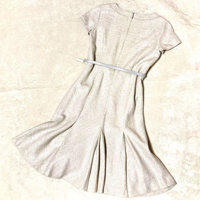 23区 ワンピーススーツ ベージュ 32 32 ラメ ツイード シルク 美品