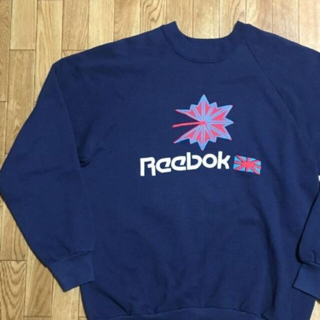 80～90s USA製 FRUIT Reebok ラグラン スウェット 紺 L