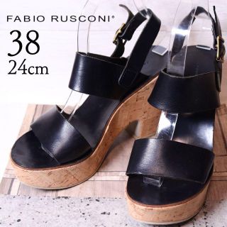 ファビオルスコーニ(FABIO RUSCONI)のFABIO RUSCONI 厚底サンダル ブラック 38 レザー ストラップ(サンダル)