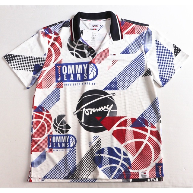 《トミージーンズ》新品 メッシュ生地 TJM バスケットボール ポロシャツ L