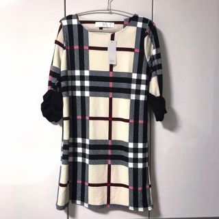 トッコクローゼット(TOCCO closet)の【新品】tocco close チェック柄　ワンピース ベージュ　小嶋陽菜(ミニワンピース)