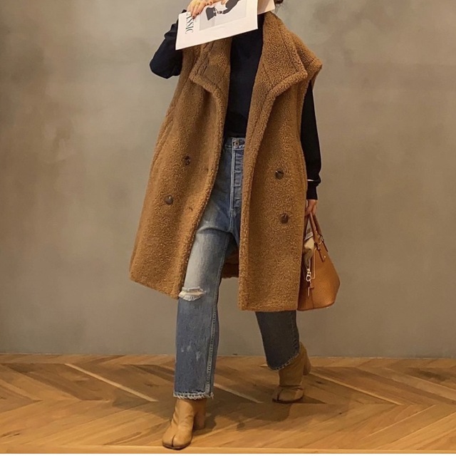 Deuxieme Classe CAMEL BOA ベスト　キャメルボアベスト