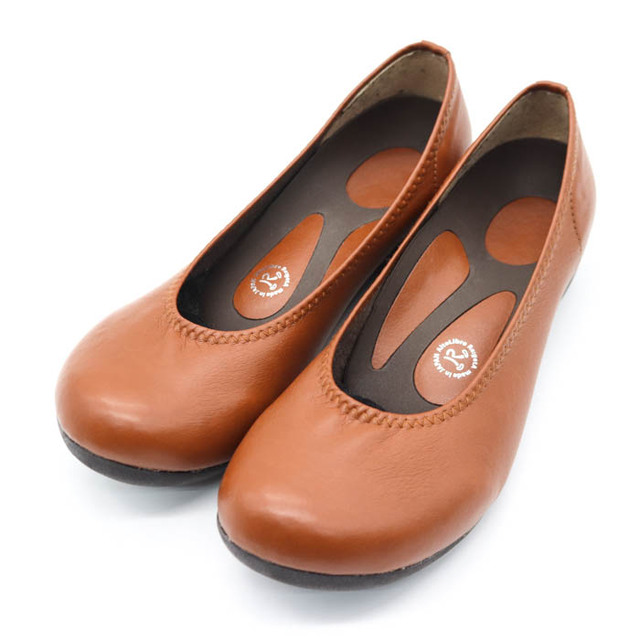 リゲッタ パンプス 日本製 コンフォートシューズ ローヒール ウェッジソール シンプル 靴 レディース Mサイズ ブラウン Re:getA