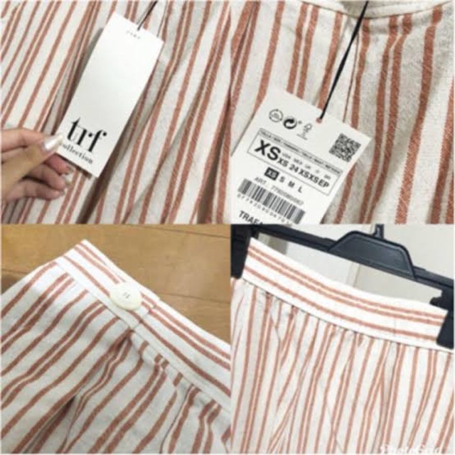 ZARA - 一回着用 ZARA ストライプリネンパンツの通販 by