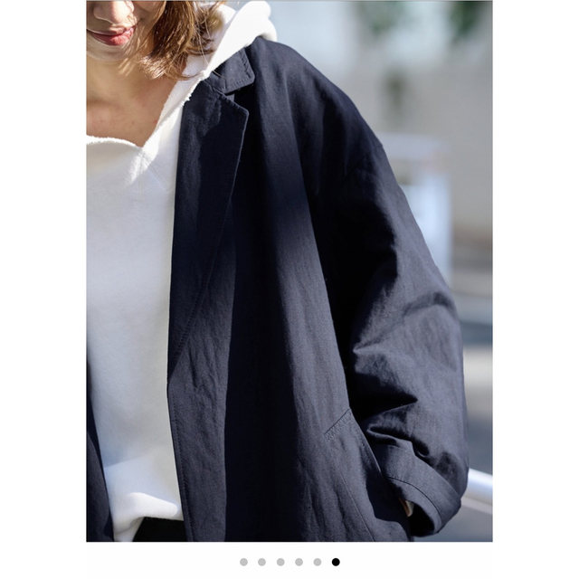 新品 23SS フレームワーク FRAMeWORK 綿麻ポプリンコート ネイビー レディースのジャケット/アウター(トレンチコート)の商品写真