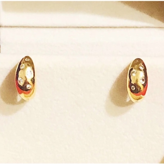 美品☆ピアス☆ダイヤ☆18K☆ドット☆フープ☆水玉☆18金ピアス