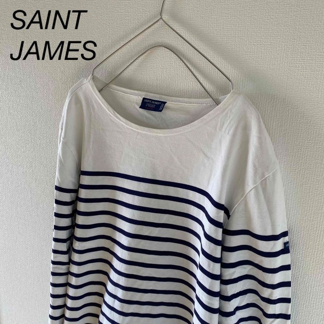 SAINTJAMESセントジェームスバスクシャツロンtフランス製メンズ長袖白紫