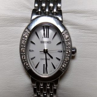 SEIKO - セイコー エクセリーヌ ダイヤベゼル10P ソーラー腕時計 V117