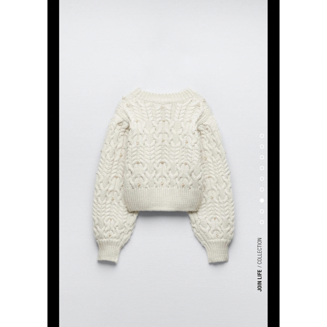 完売商品】ZARA フェイクパール ケーブルニット セーター 白