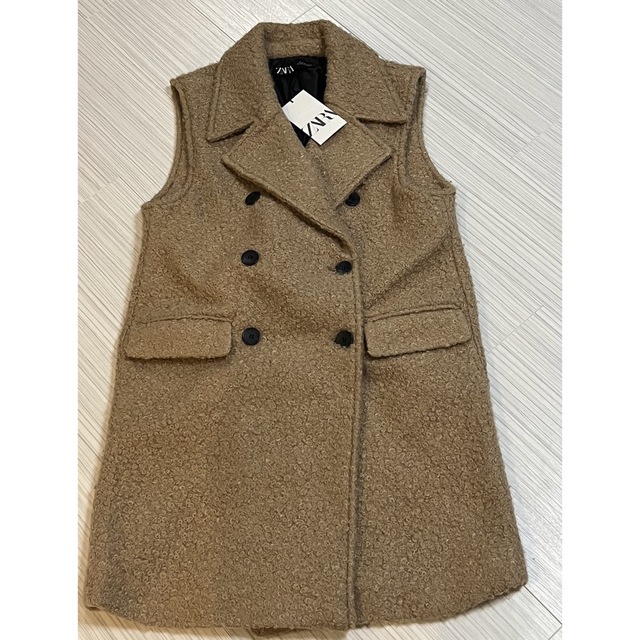おせち ZARA 希少 ブークレ ロングベスト XL ゴールデンブラウン