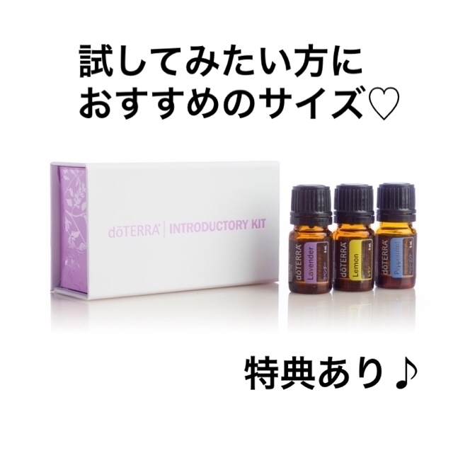 doTERRA(ドテラ)の【新品未開封】doTERRA イントロキット 5ml ラベンダー レモン ミント コスメ/美容のリラクゼーション(エッセンシャルオイル（精油）)の商品写真